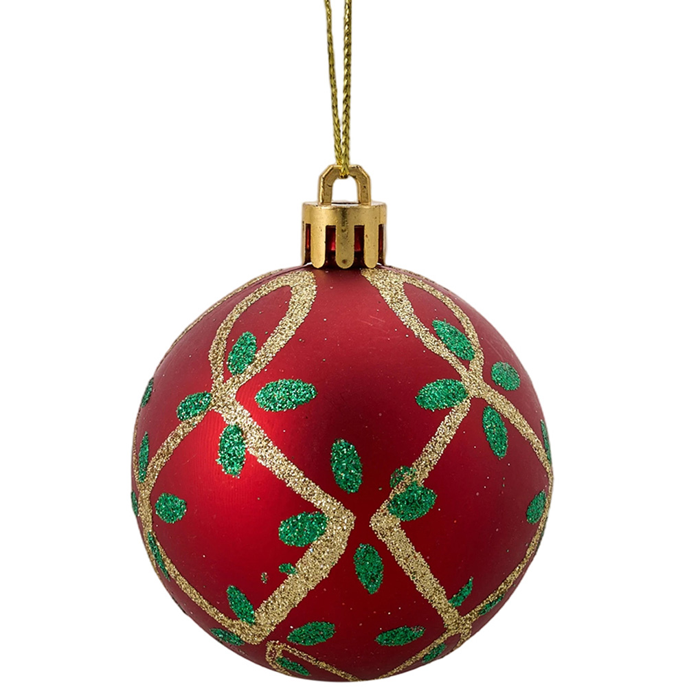 Living and Home Red Green and White Christmas Tree Decoration Ornaments 30 Pack Image 2