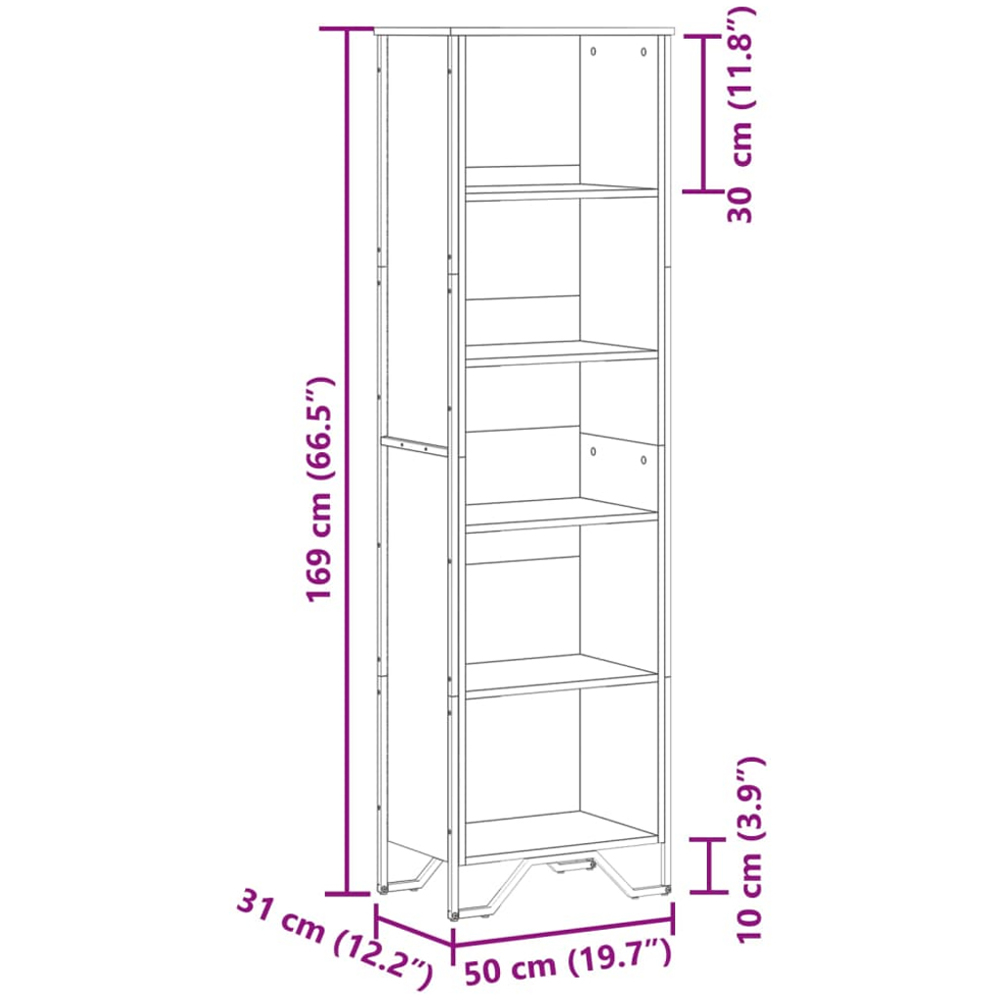 vidaXL 5 Shelf Sonoma Oak Bookcase Image 9