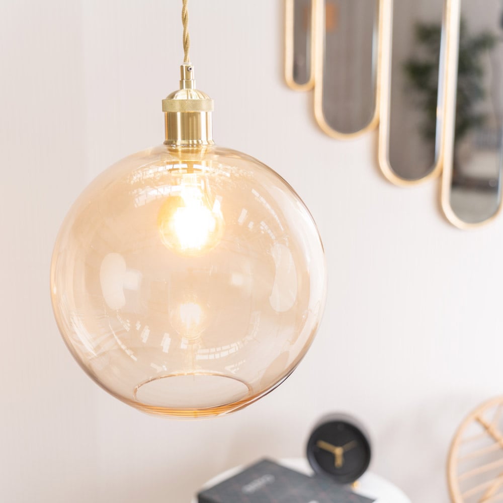 ValueLights Bellamy Amber Glass Lamp Shade Image 4