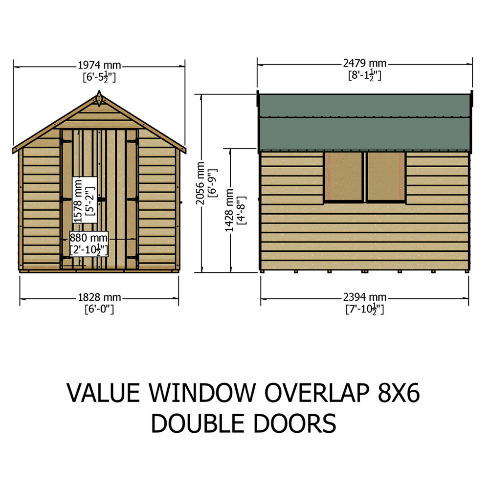 Shire 8 x 6ft Double Door Overlap Dip Treated Shed Image 5
