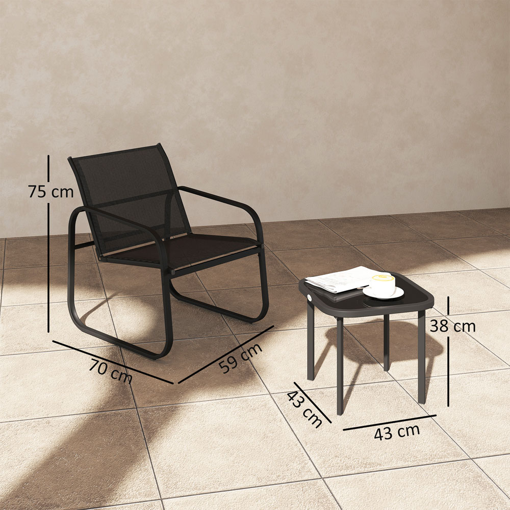 Outsunny 2 Seater Metal Bistro Set Black Image 9