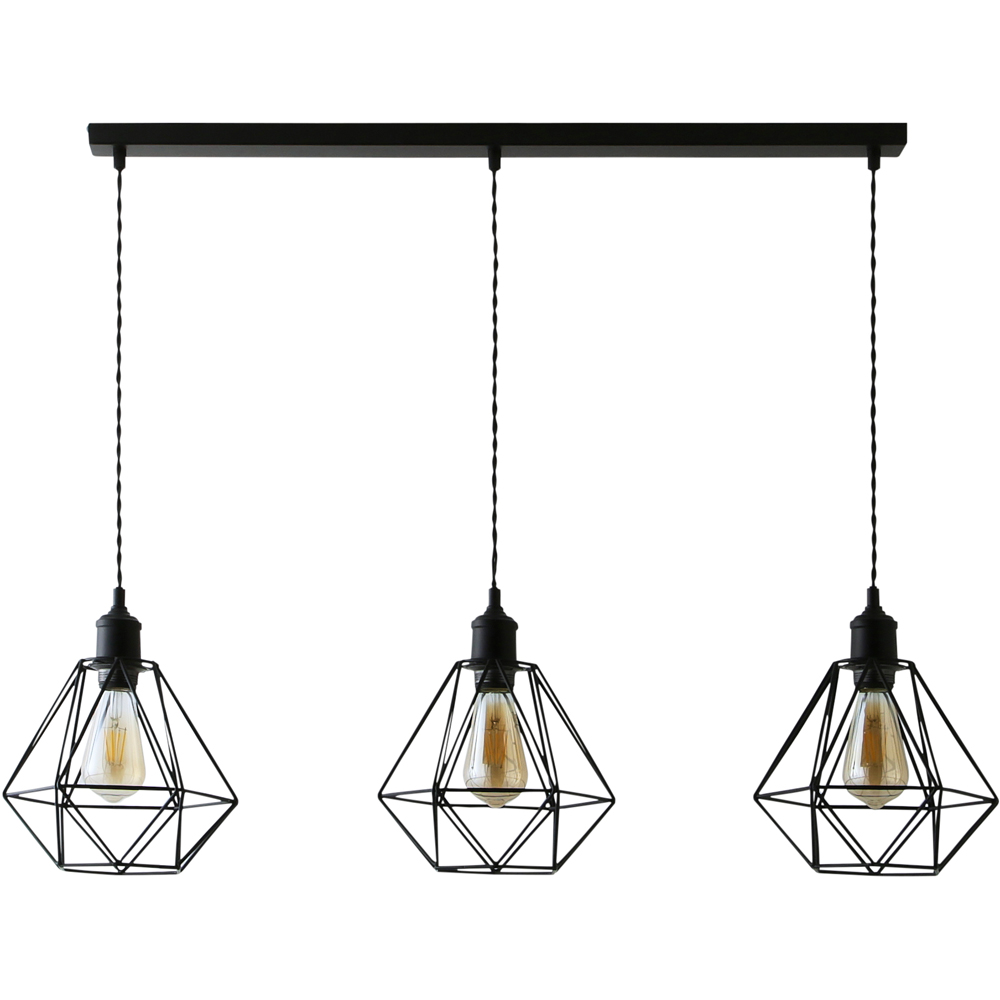 ValueLights Diablo Geometric 3 Drop Diner Bar Matte Black Ceiling LED Pendant Light Image 1