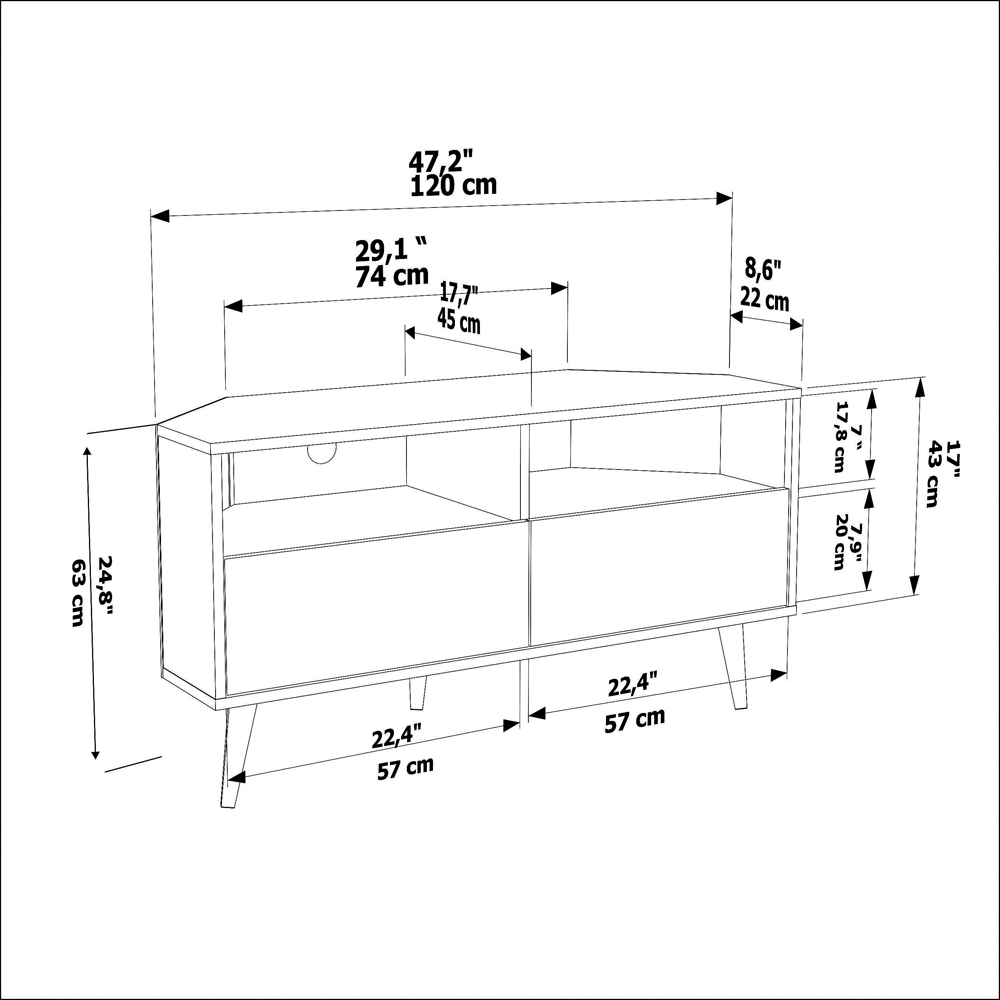 Decorotika Aura 2 Drawer 2 Shelf Galaxy White TV Unit Image 7