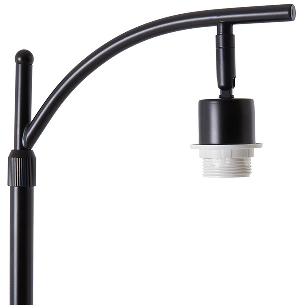 Living and Home Black and Natural Rattan Paper Rope Fabric Shade Adjustable E27 Floor Lamp Image 3