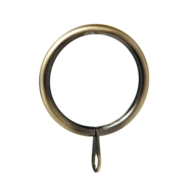 Wilko 8 pack 16 - 19mm Antique Brass Effect Curtain Pole Rings Image