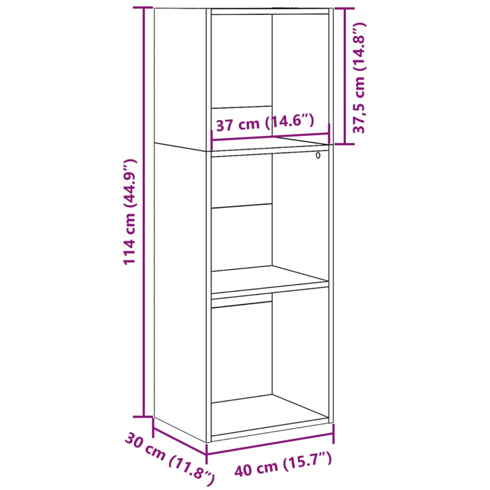 vidaXL 3 Shelf Old Wood Bookcase Image 9
