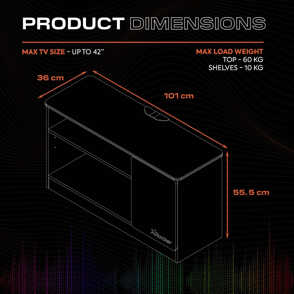 X Rocker Carbon-Tek Single Door 2 Shelf Grey and Blue TV Media Cabinet with Neo Fibre LED Light Image 9