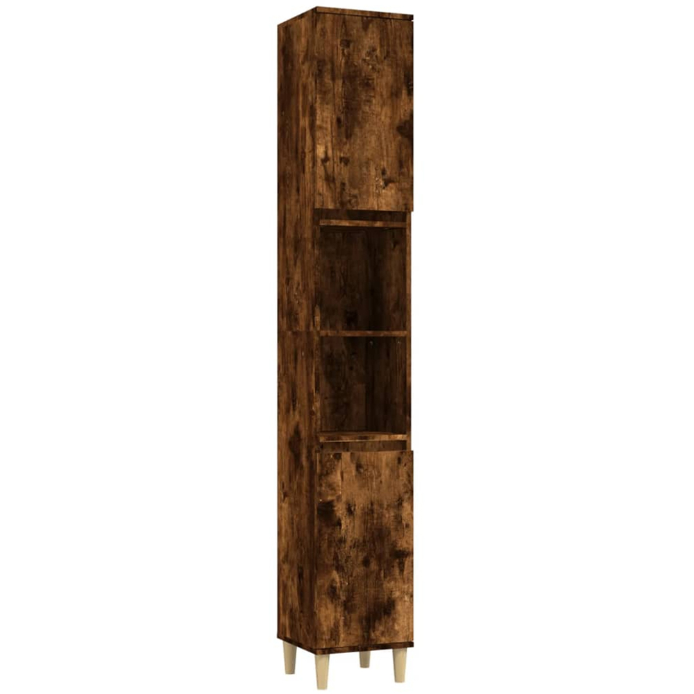 vidaXL 2 Door 2 Shelf Smoked Oak Wooden Bathroom Cabinet Image 2