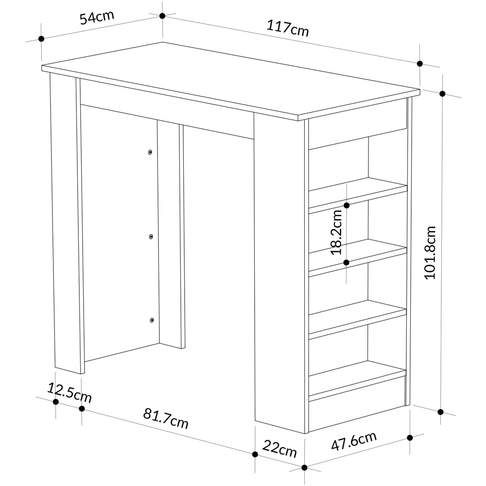Decortie Swallow 4 Shelf White Bar Table Image 7