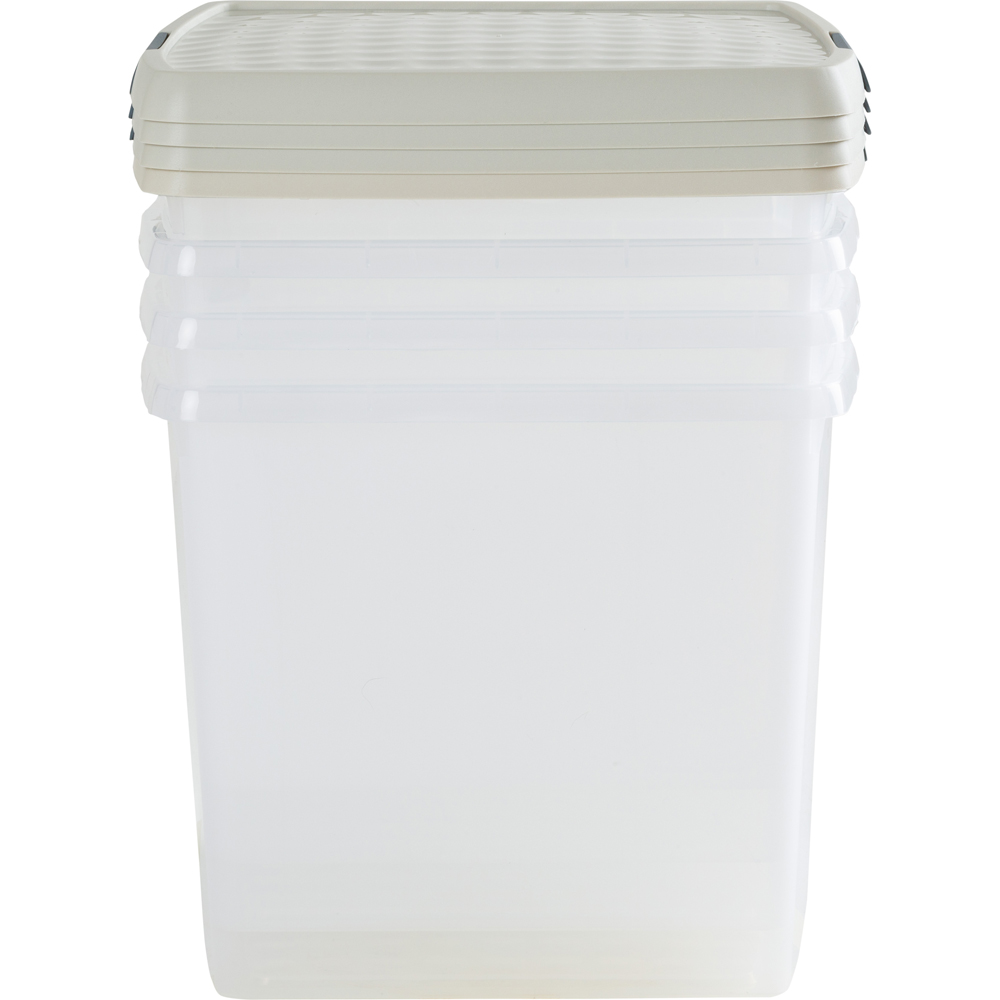 Wham Clip 37L Clear Stone and Slate Grey Square Storage Box with Lid 4 Pack Image 5