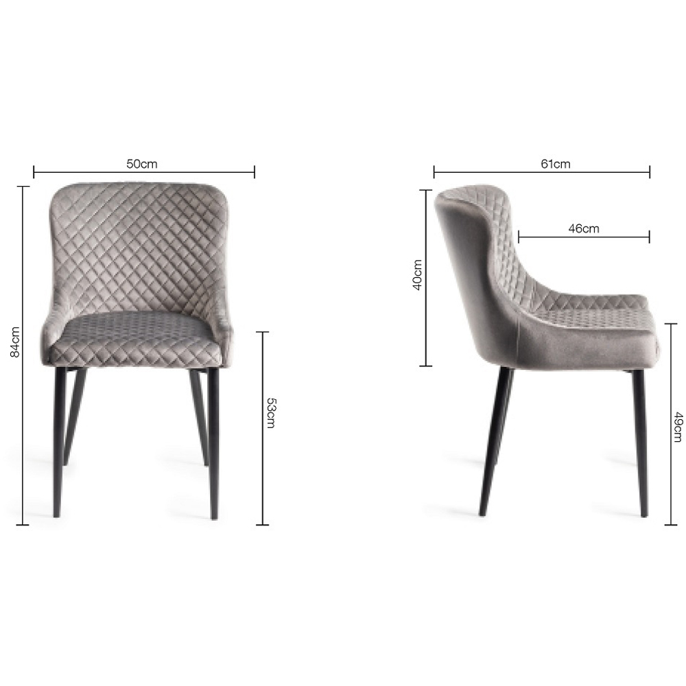 Bentley Designs Cezanne Set of 2 Grey Velvet Dining Chair Image 7