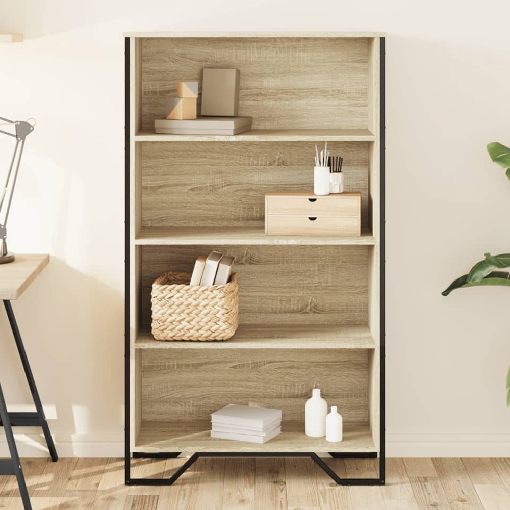 vidaXL 4 Shelf Sonoma Oak Bookcase Image 1
