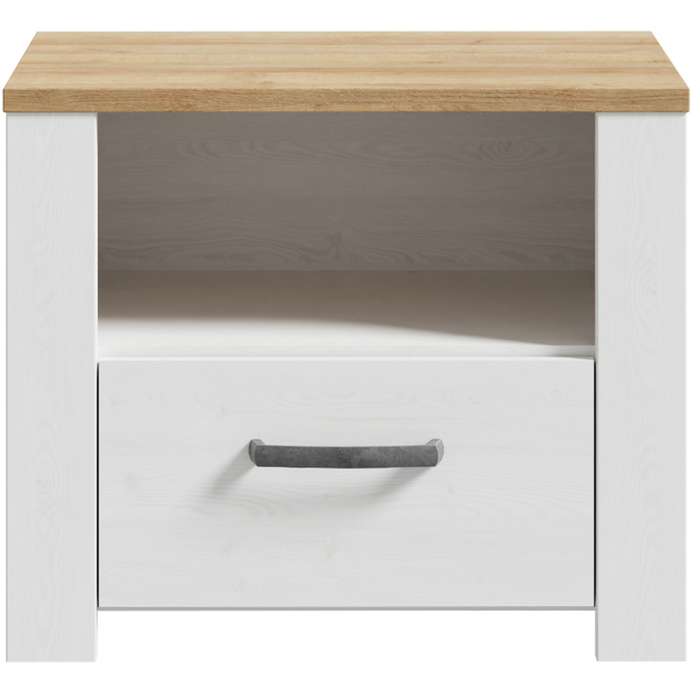 Florence Bohol White and Riviera Oak Bedside Table Image 3