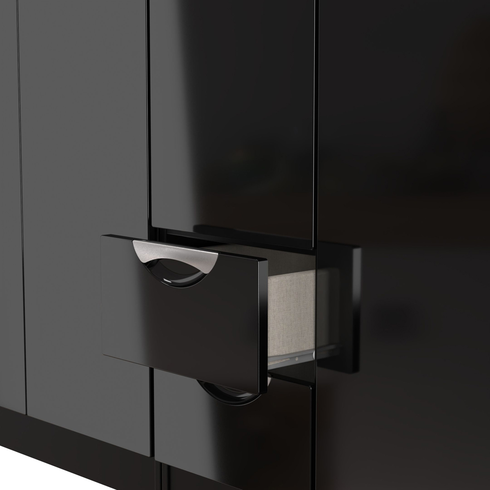 Crowndale Camden 5 Door 2 Drawer Black Gloss and Black Wardrobe Ready Assembled Image 8