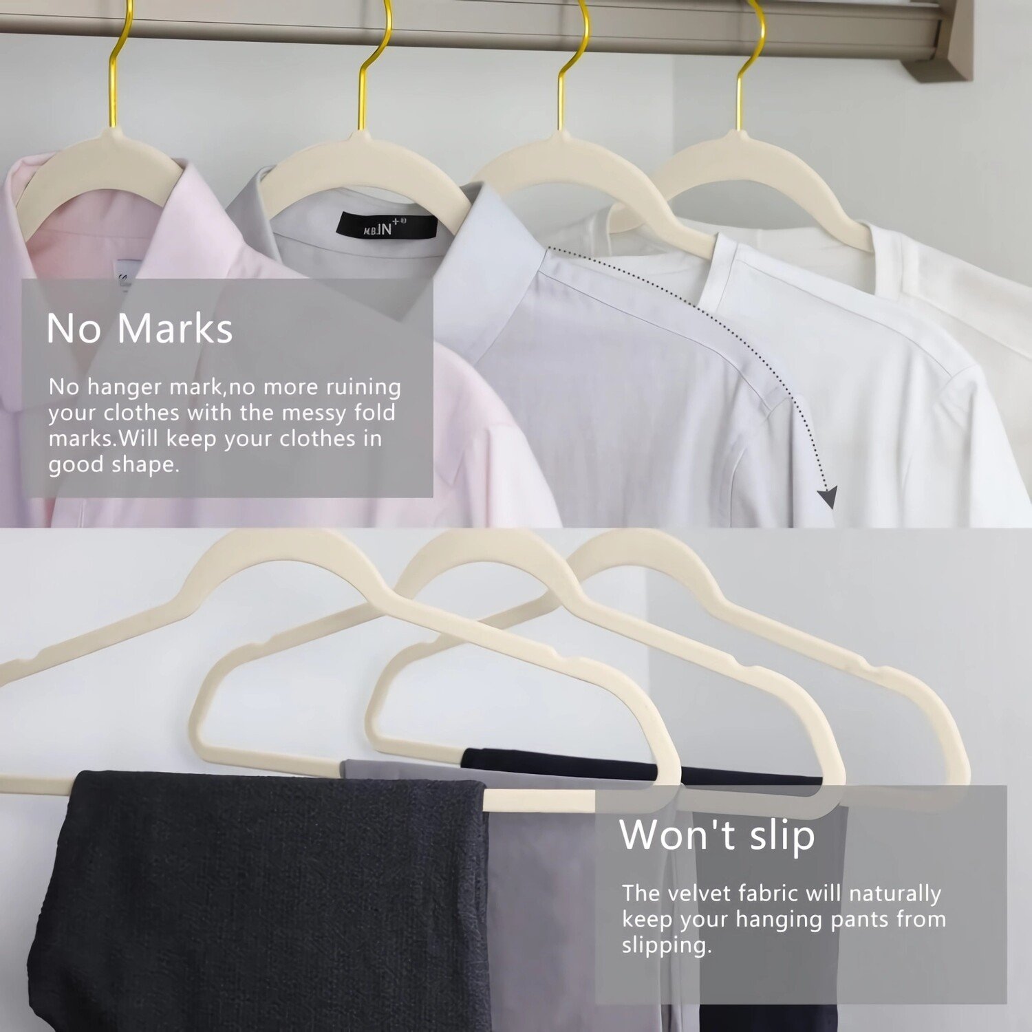Pack of 10 Sanctuary Velvet Hangers - Cream Image 1