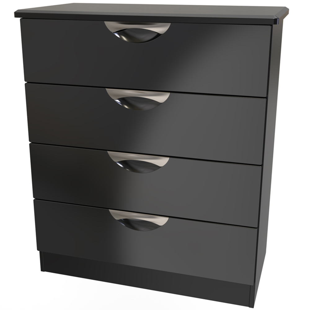 Crowndale Camden 4 Drawer Black Gloss and Black Chest of Drawers Ready Assembled Image 4