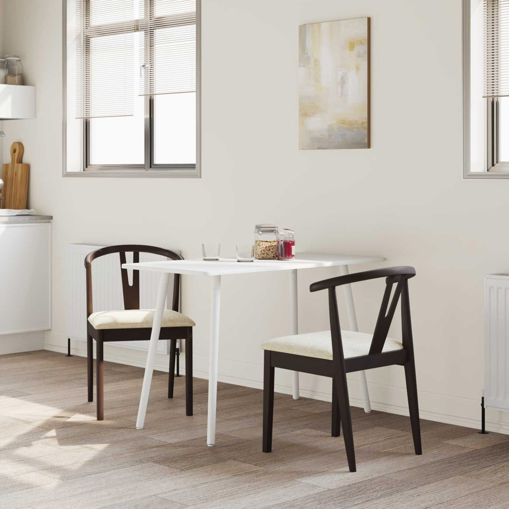 vidaXL Set of 2 Light Brown Rubberwood Dining Chairs Image 9