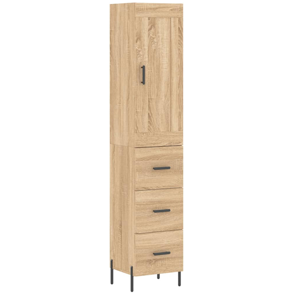 vidaXL Single Door 3 Drawer Sonoma Oak Narrow Highboard Image 2