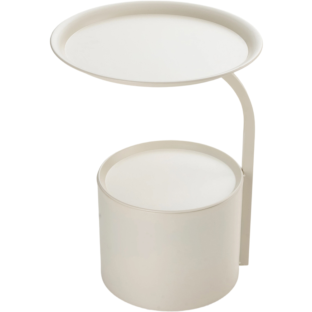 Living and Home Cream White Round Storage Side Table Image 2