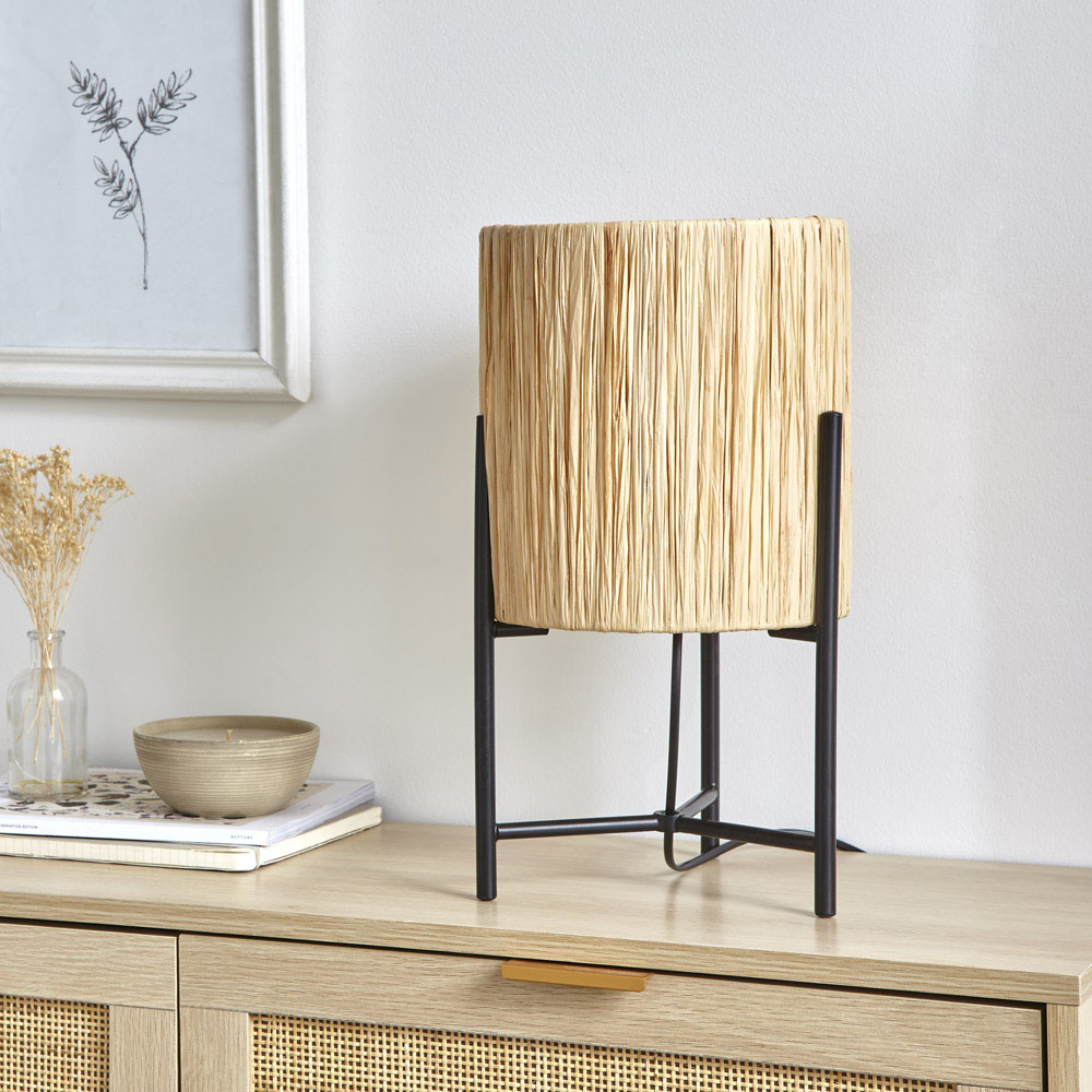 The Lighting and Interiors Natural Raffia Woven Table Lamp Image 2