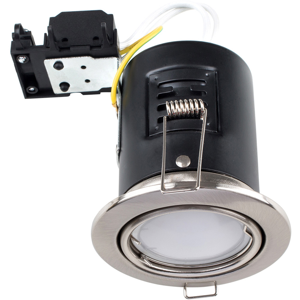 ValueLights Brushed Chrome Tiltable Cool White LED Ceiling Downlight 6 Pack Image 1