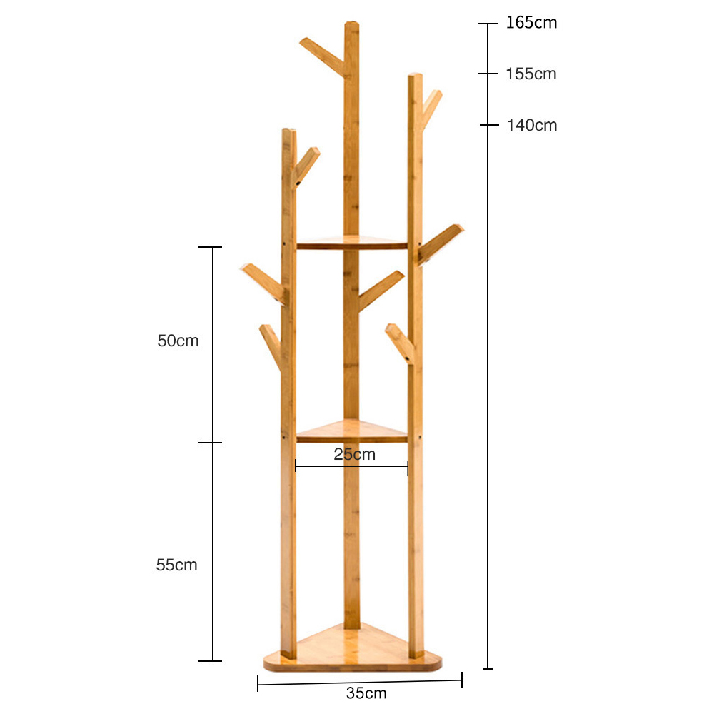 Living and Home 3 Tier Coat Rack Stand with Shelves Image 9