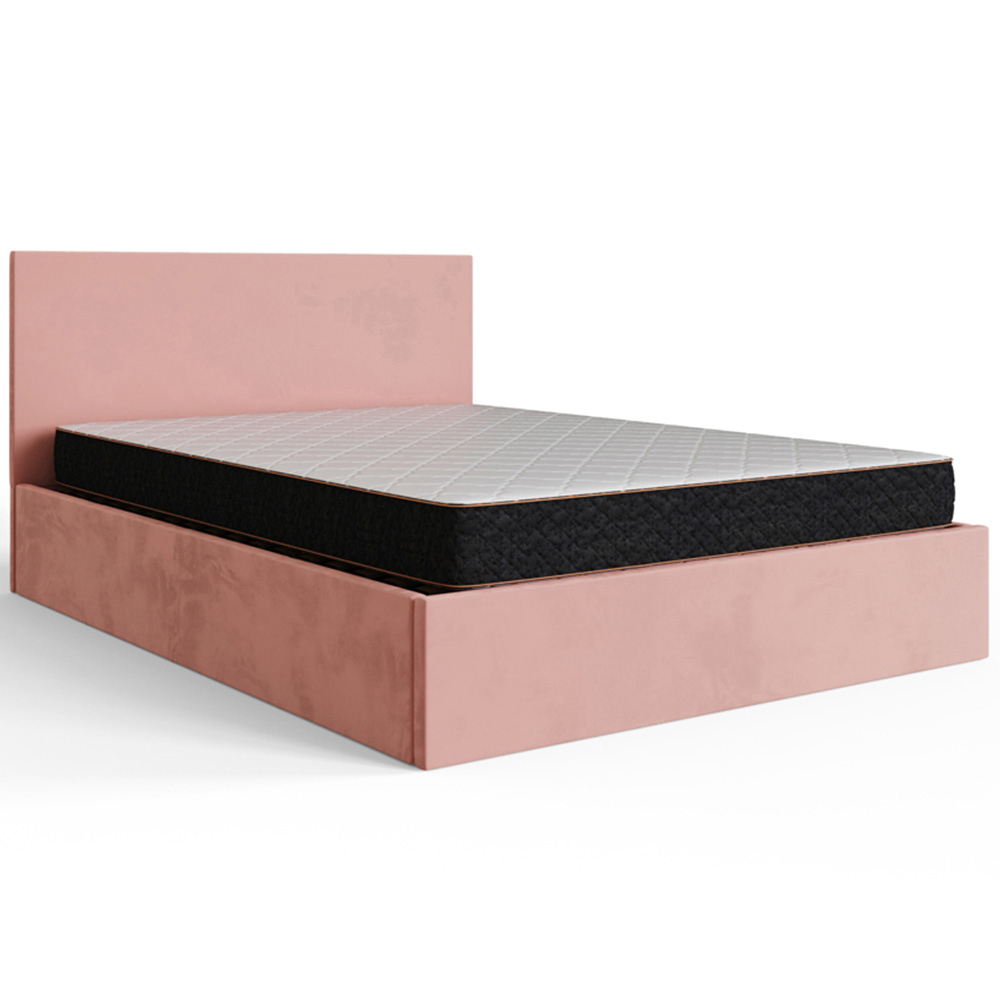 GFW King Size Blush Pink Velvet End Lift Ottoman Bed with Memory Pocket Spring Mattress Image 4