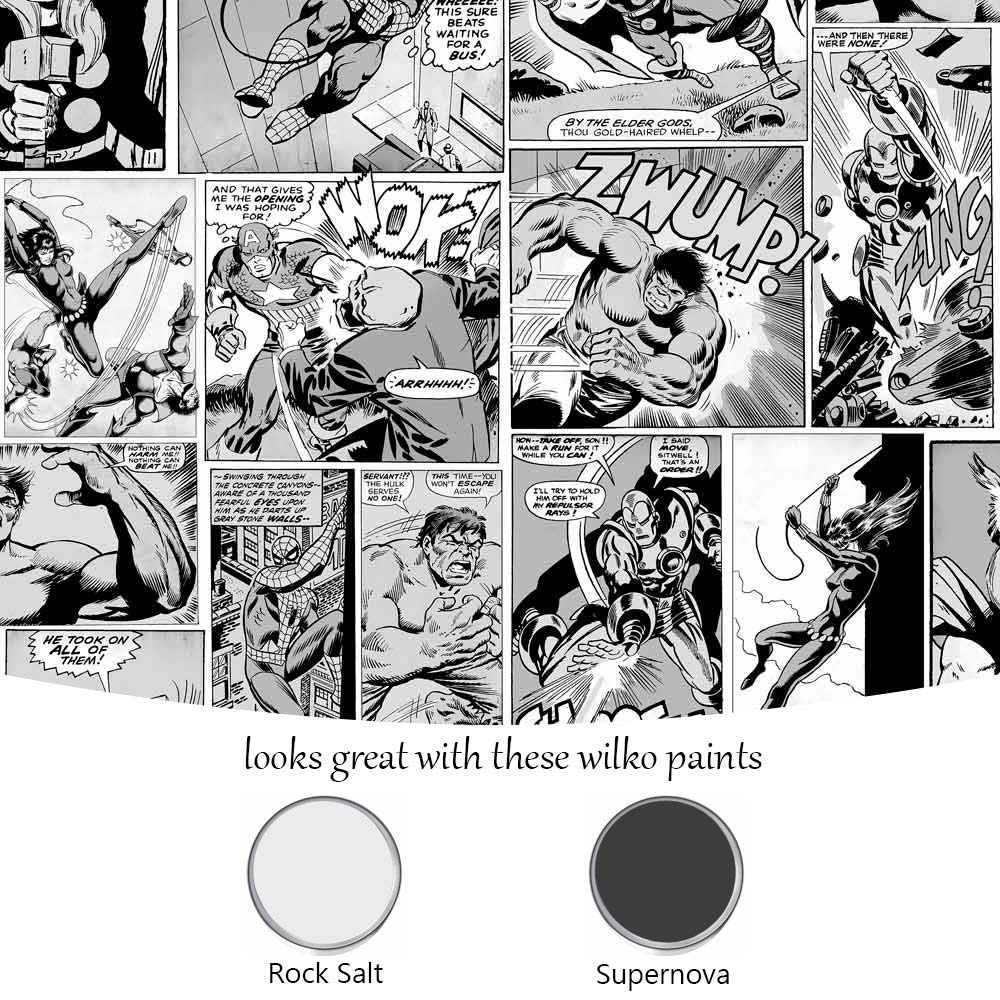 Muriva Marvel Comic Strip Black and White Wallpaper Image 4
