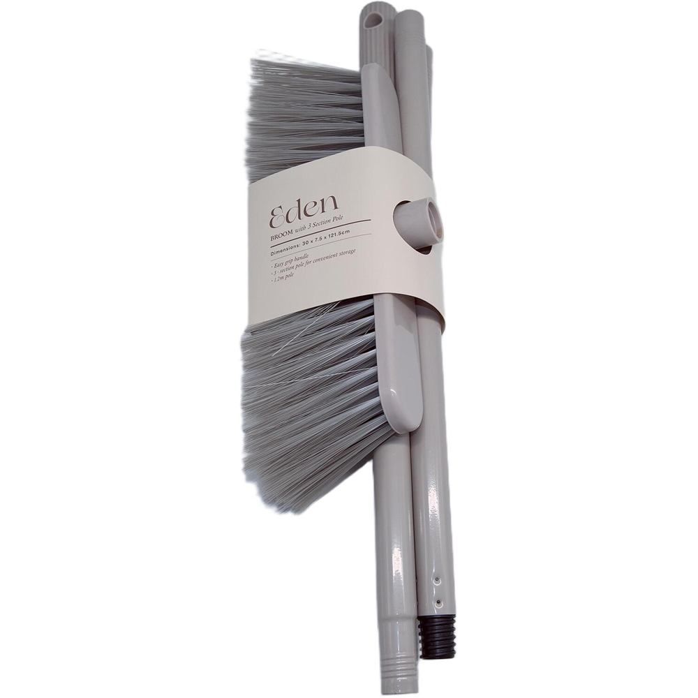 Eden Ribbed Broom with 3 Section Handle Grey Image 2