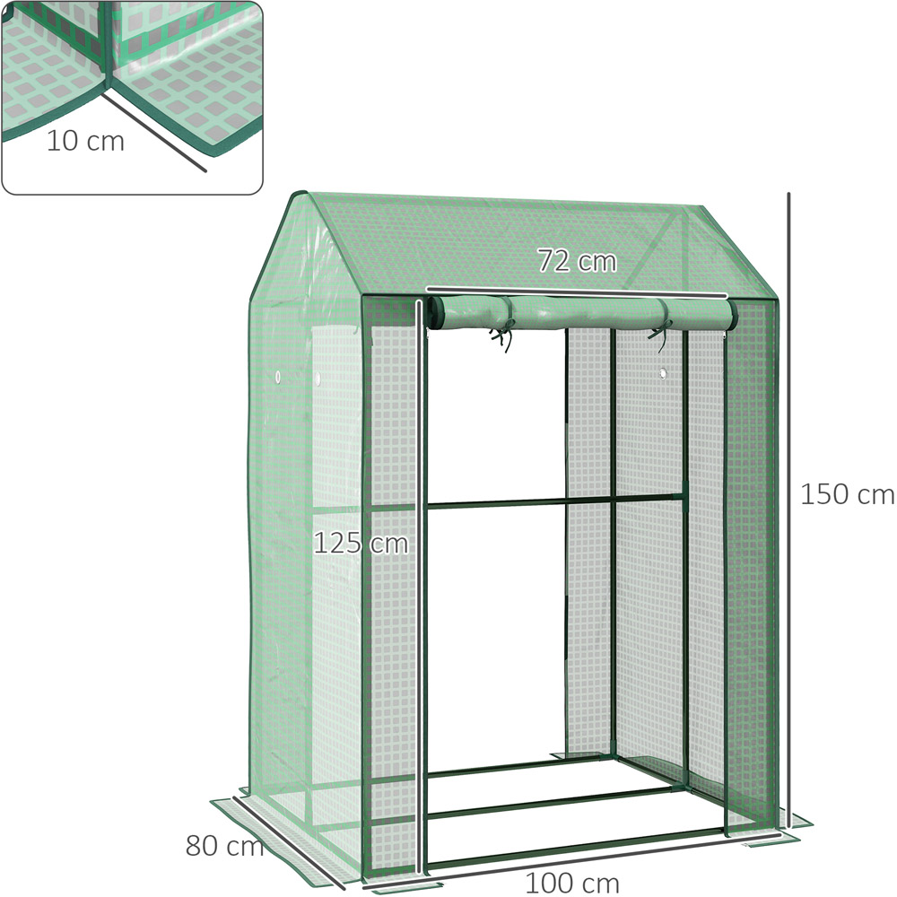Outsunny Green Plastic 3.2 x 2.6ft Two Room Mini Greenhouse Image 7