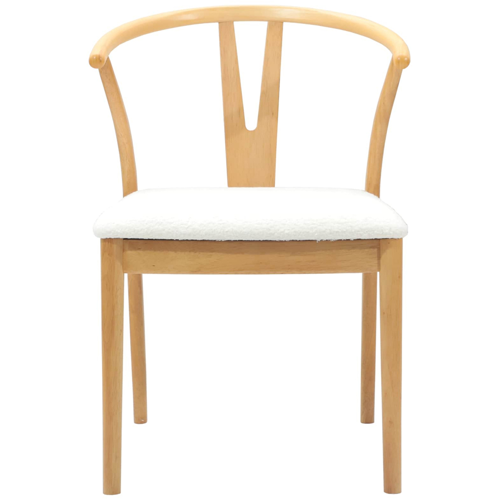 vidaXL Set of 2 Natural and White Rubberwood Curved Vintage Dining Chairs Image 3