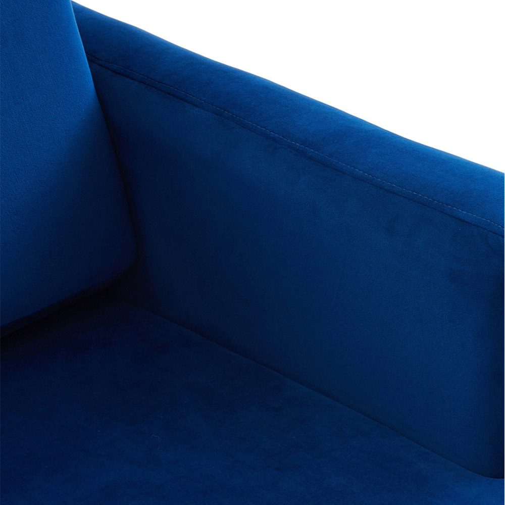 Living and Home Blue Linen Mid-Century Armchair Image 4