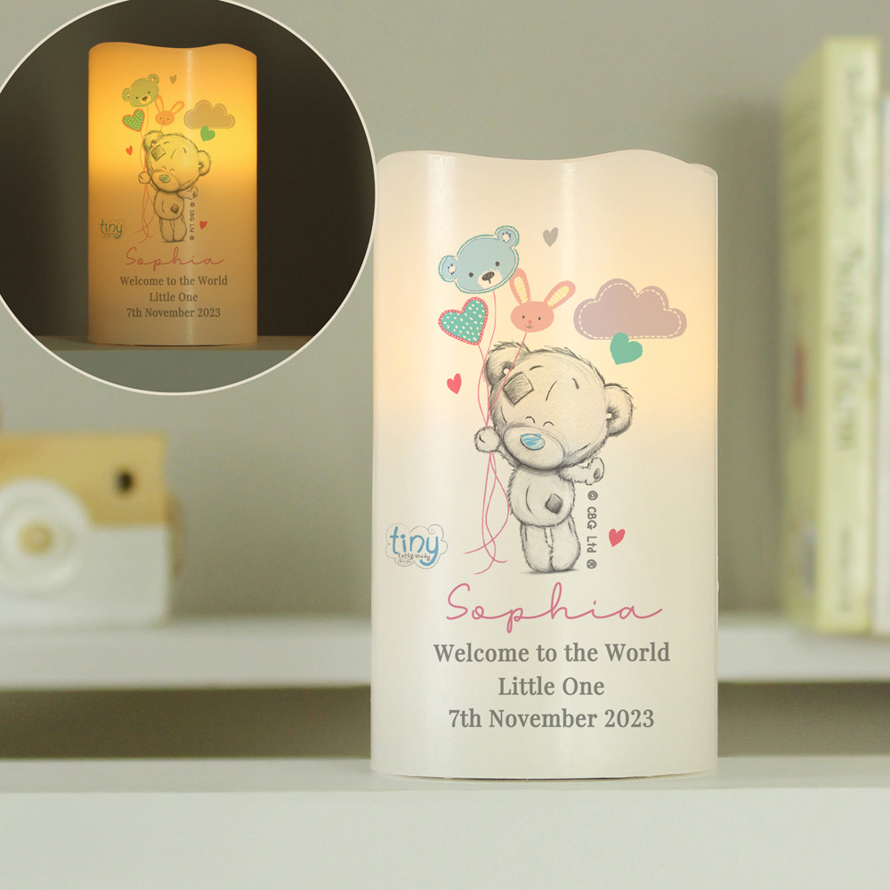 Personalised Memento Tiny Tatty Teddy Dream Big Pink Nightlight LED Candle Image 3