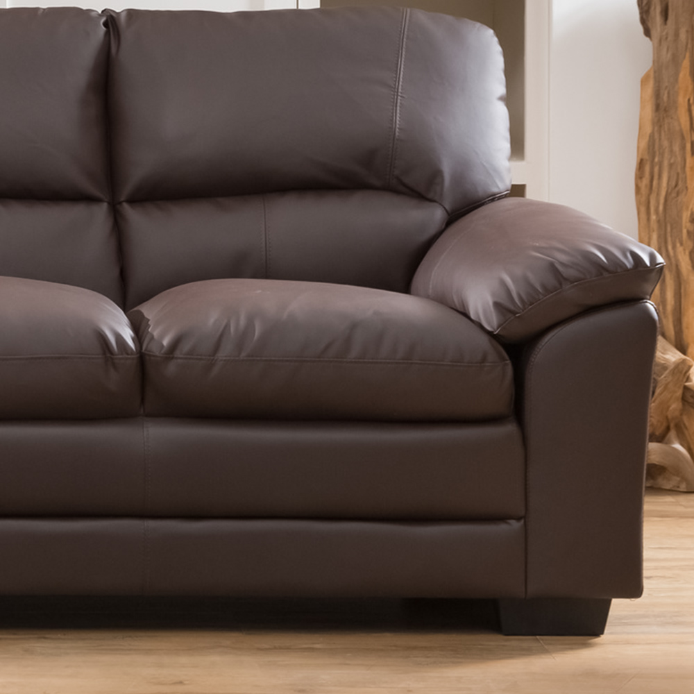 Genoa 3 Seater Brown Bonded Leather Sofa Image 2