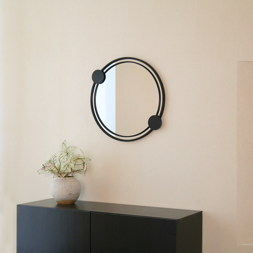 Charles Bentley Warsaw Black Dotted Round Wall Mirror Image 8