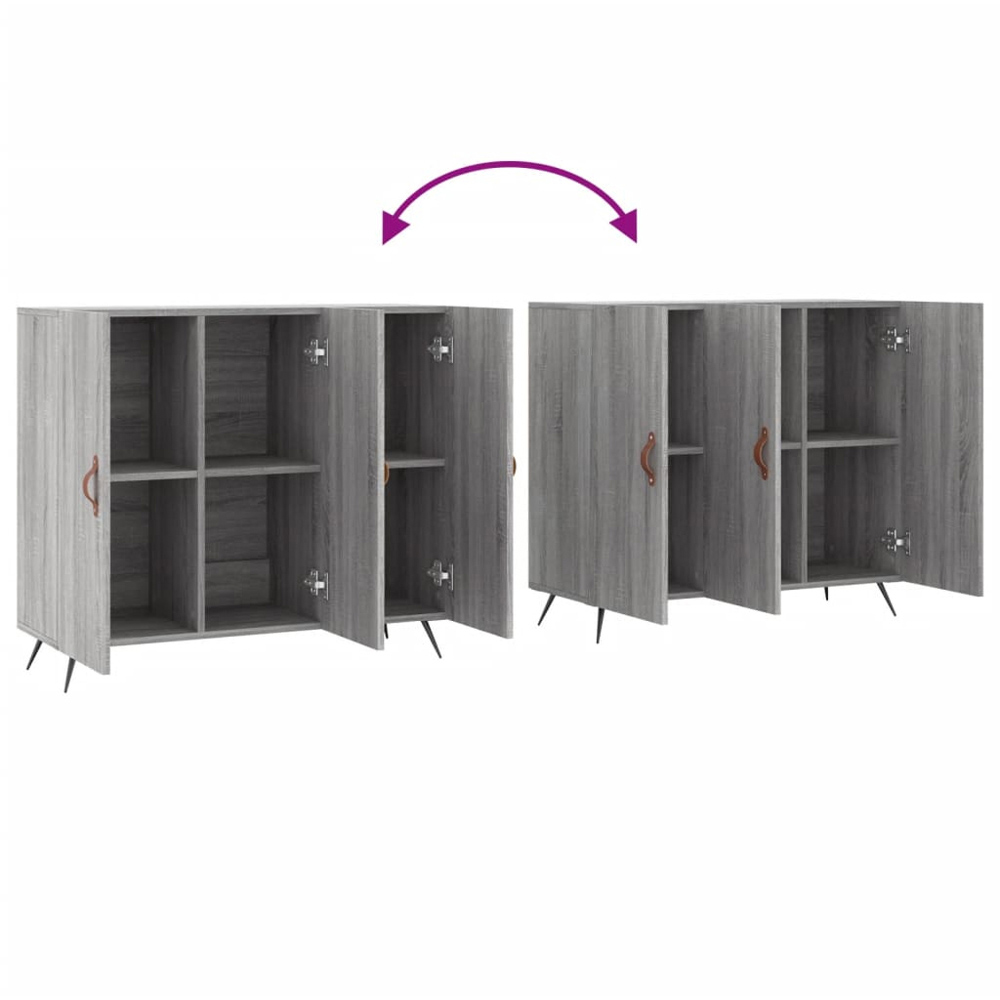 vidaXL 3 Door Grey Sonoma Wooden Sideboard Image 9