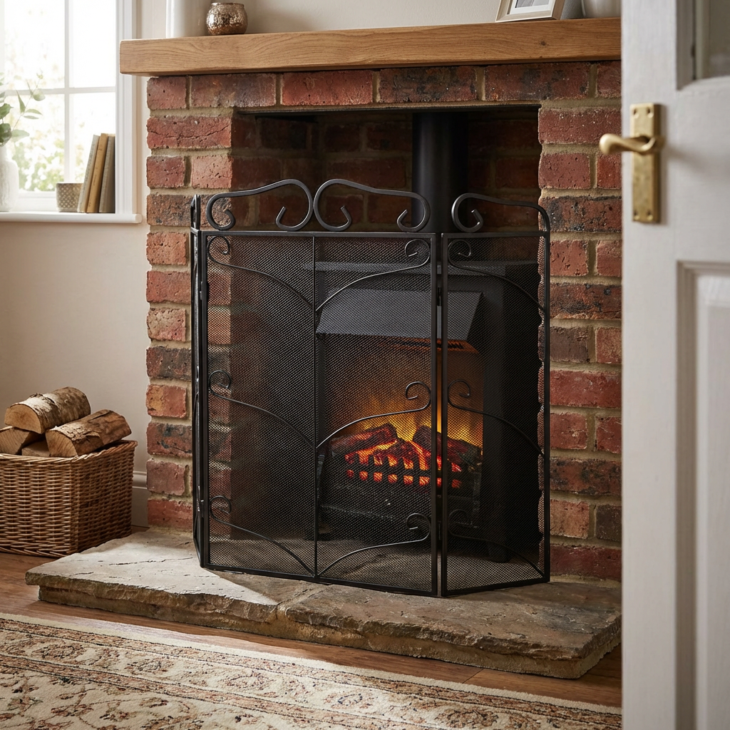3 Panel Fiona Firescreen - Black Image 6