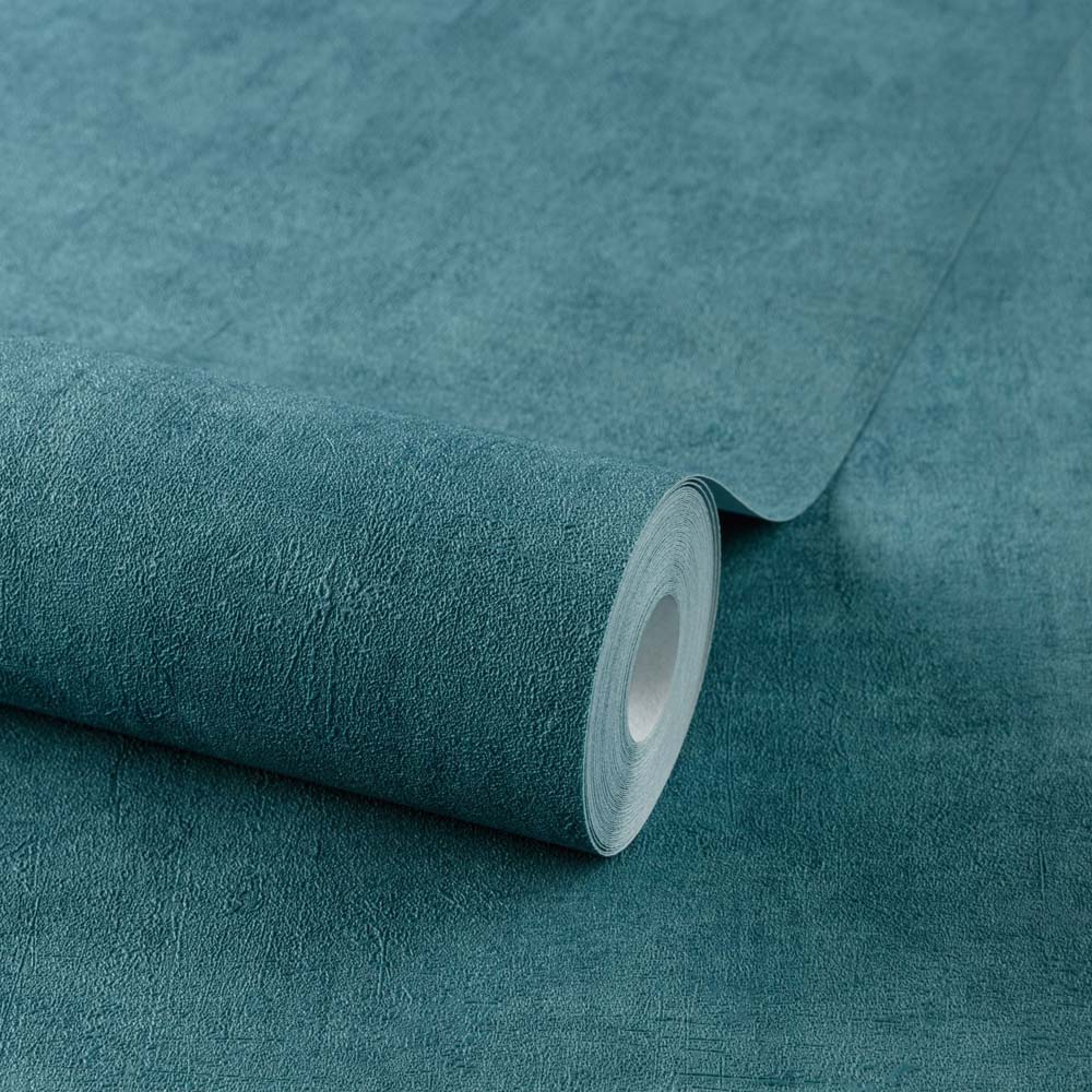 Grandeco Annabella Distressed Plaster Teal Blue Textured Wallpaper Image 2
