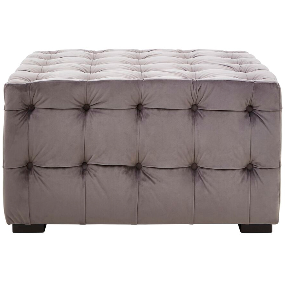 Premier Housewares Stella Grey Velvet Button Tufted Stool Image 2