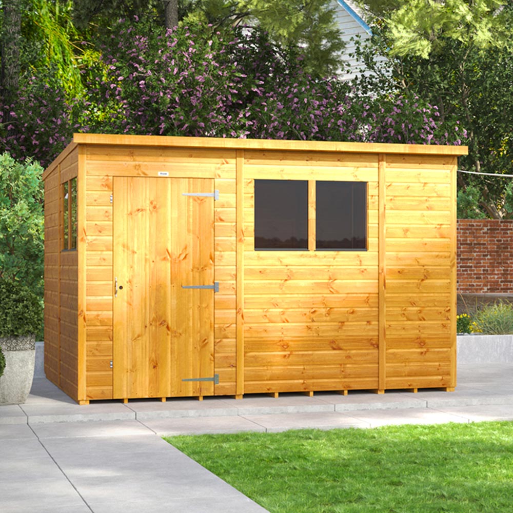 Power Sheds 10 x 8ft Pent Wooden Shed with Window Image 2