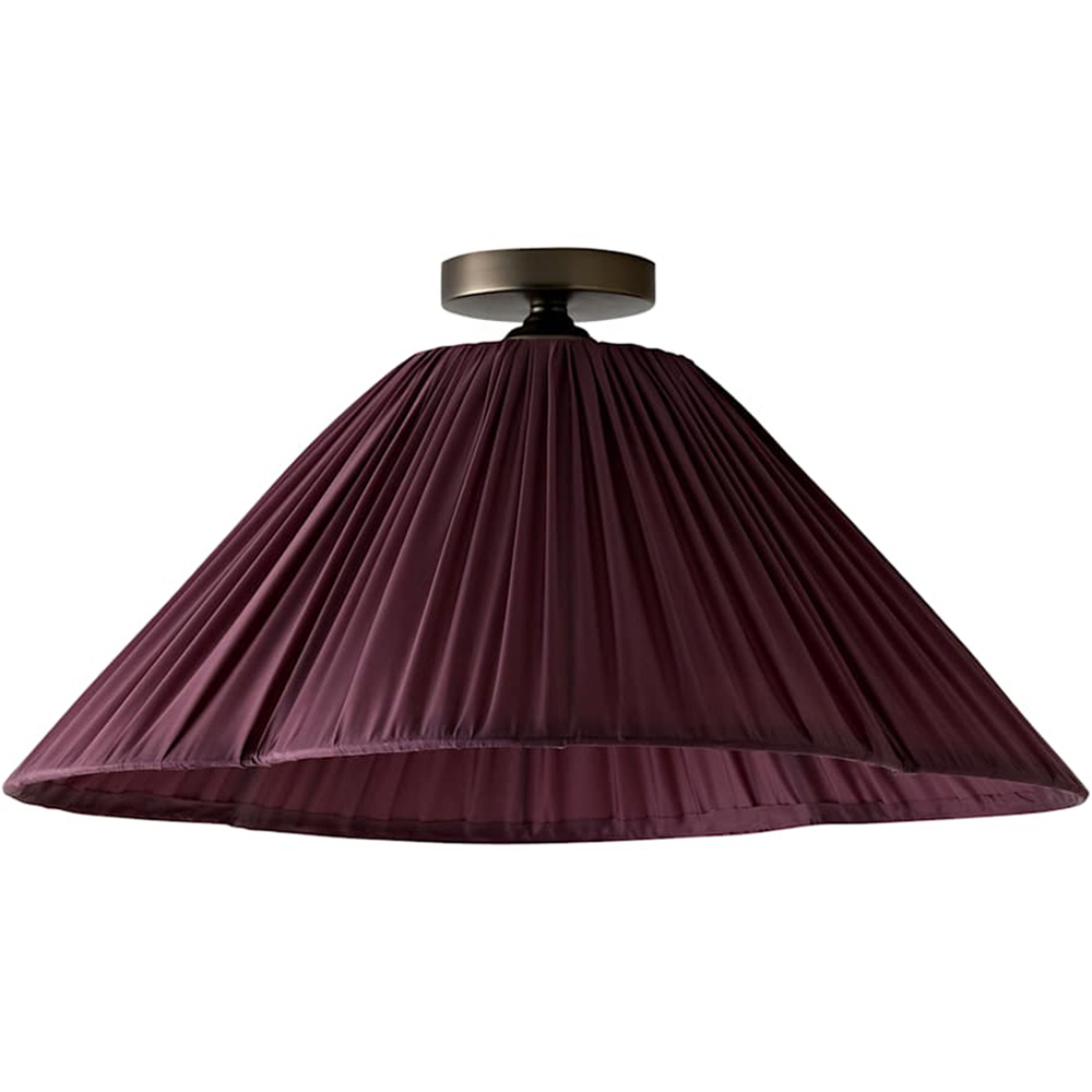 ValueLights Posie Pink Gathered Tapered Shade Flush Ceiling Light with Bulb Image 1