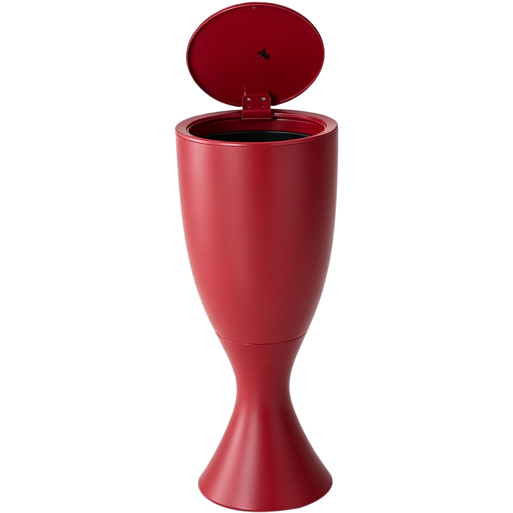 Living and Home Red Goblet Shape Rubbish Bin with Wheels 13L Image 3