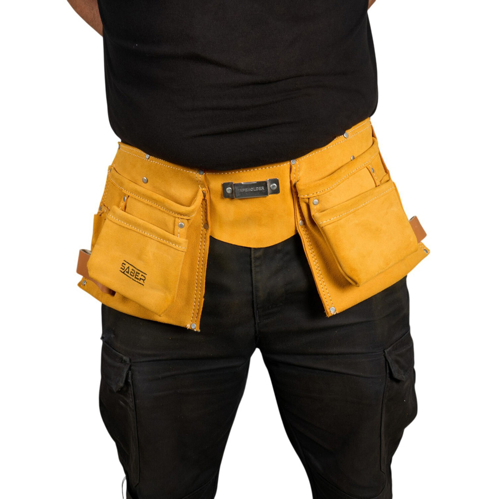 Saber Double Leather Finish Tool Pouch Yellow Image 5