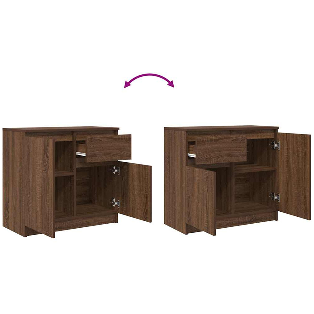 vidaXL 2 Door Single Drawer Brown Oak Sideboard Image 9