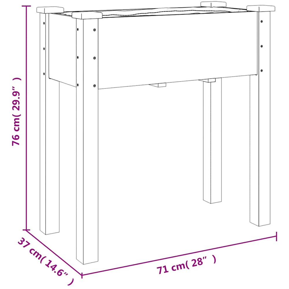 vidaXL Grey Fir Solid Wood Wheeled Garden Planter with Liner 80 x 37 x 71cm Image 7