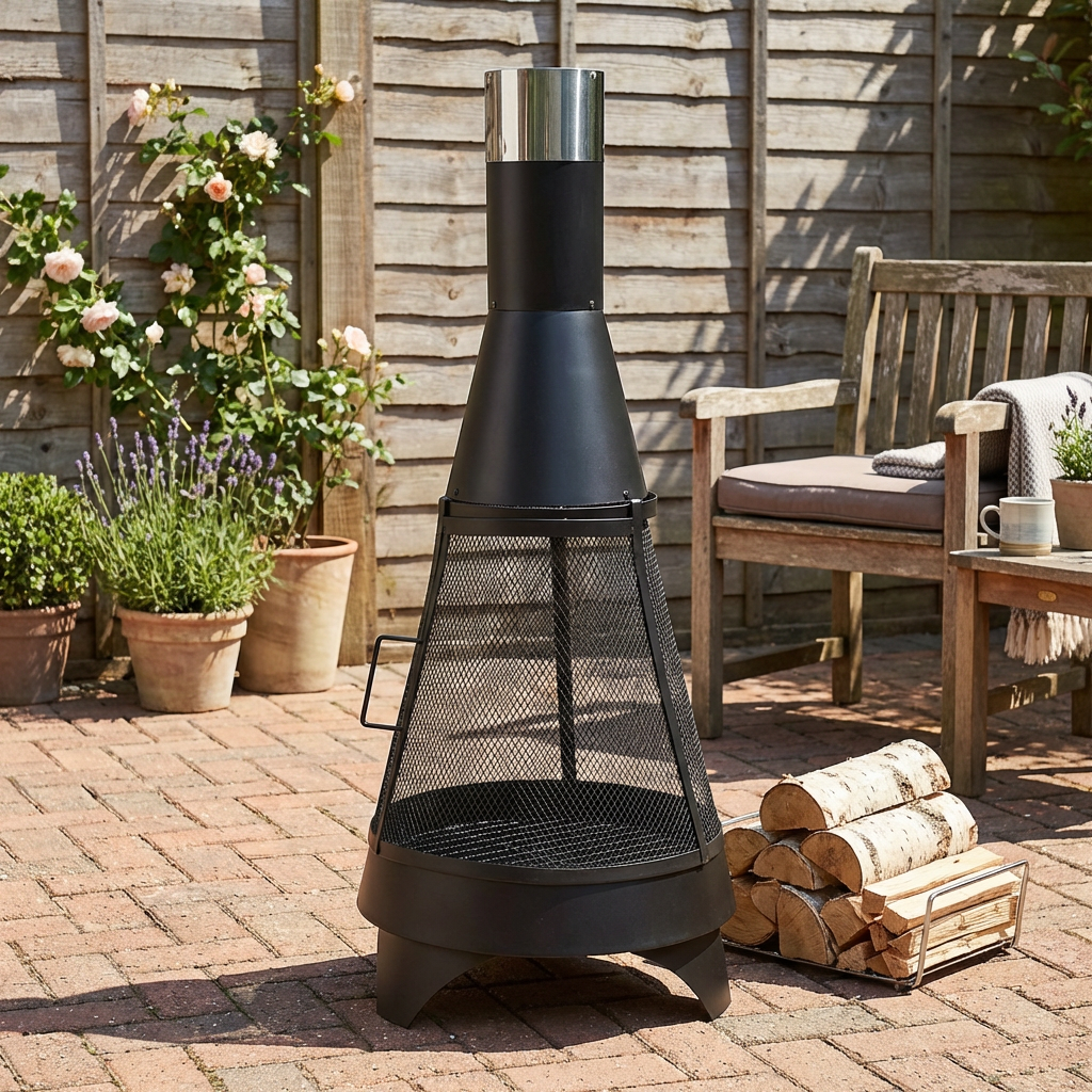 Contemporary 360 Mesh Chimenea - Black Image 8