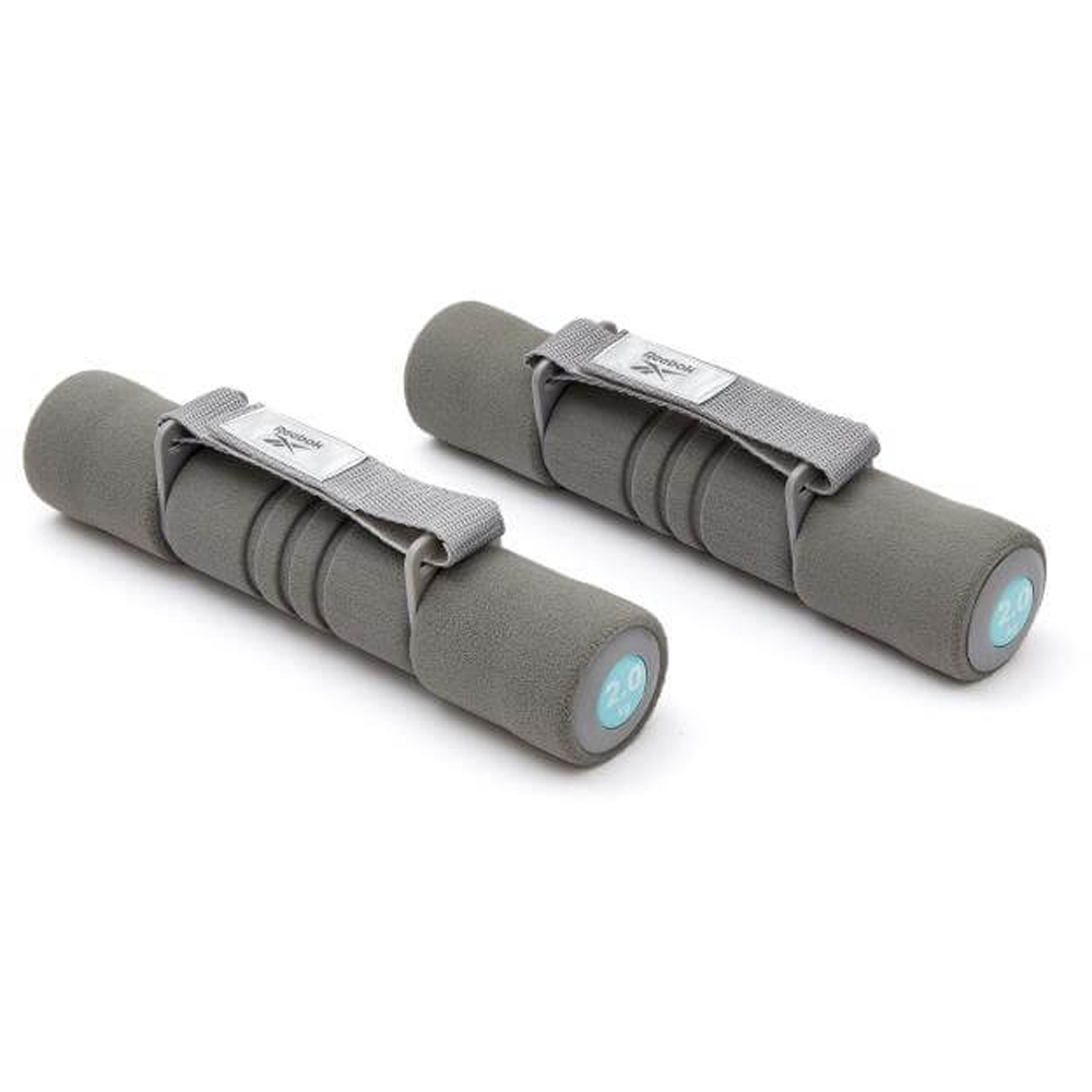 Reebok Grey and Blue Soft Grip Dumbbell 2kg 2 Pack Image 5