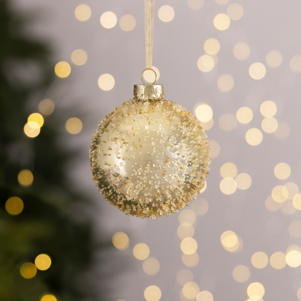 Charles Bentley Gold Coloured Glass Bauble Collection 12 Pack Image 4