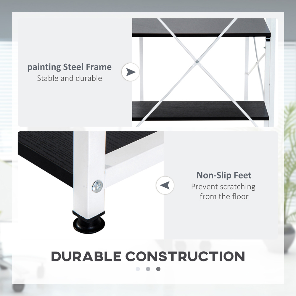 Portland Computer Desk 4 Tier Storage Black and White Image 6