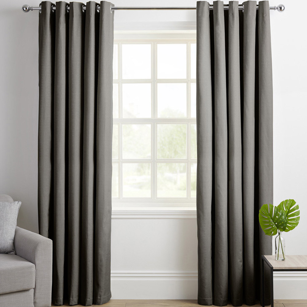 Wilko Textured Black Out Porpoise Curtains 167 x 137cm Image 1